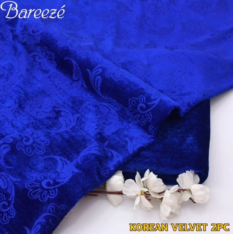 Korean Velvet 2PC-Royal Blue