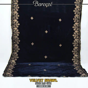 Embroidered Velvet Shaw - S6