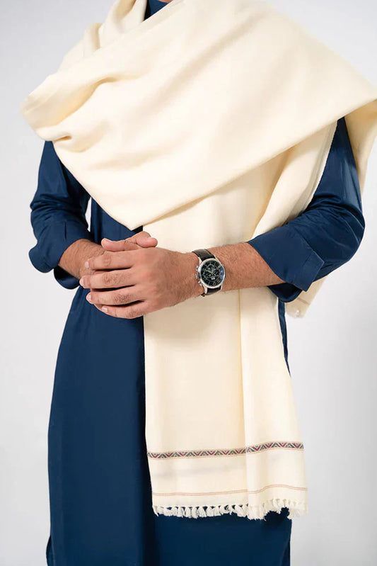 Men's Winter Wool Shawl - White