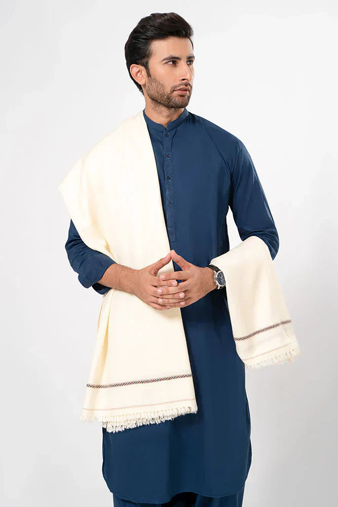 Men's Winter Wool Shawl - White