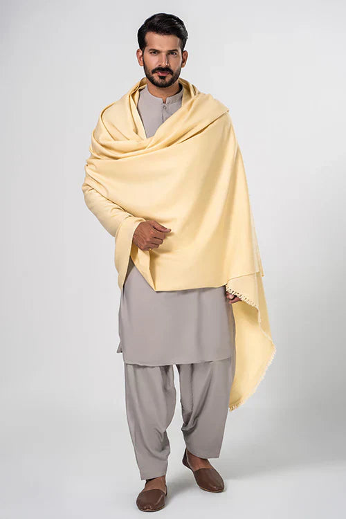 Men's Winter Wool Shawl - Cream