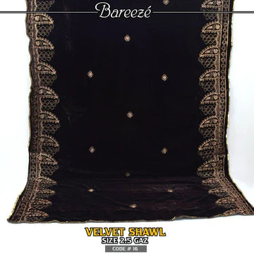 Embroidered Velvet Shaw  - S1