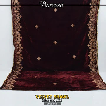 Embroidered Velvet Shaw  - S8