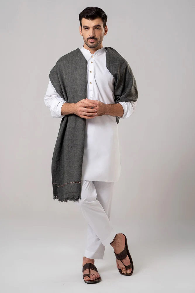 Men's Winter Wool Shawl - Dark Grey
