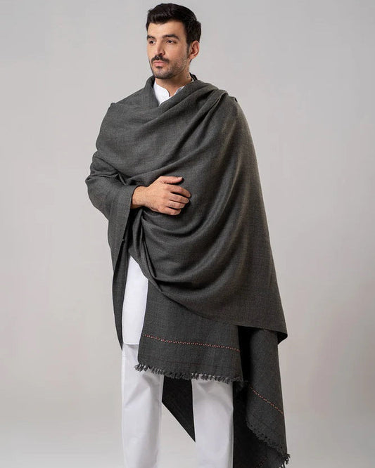 Men's Winter Wool Shawl - Dark Grey