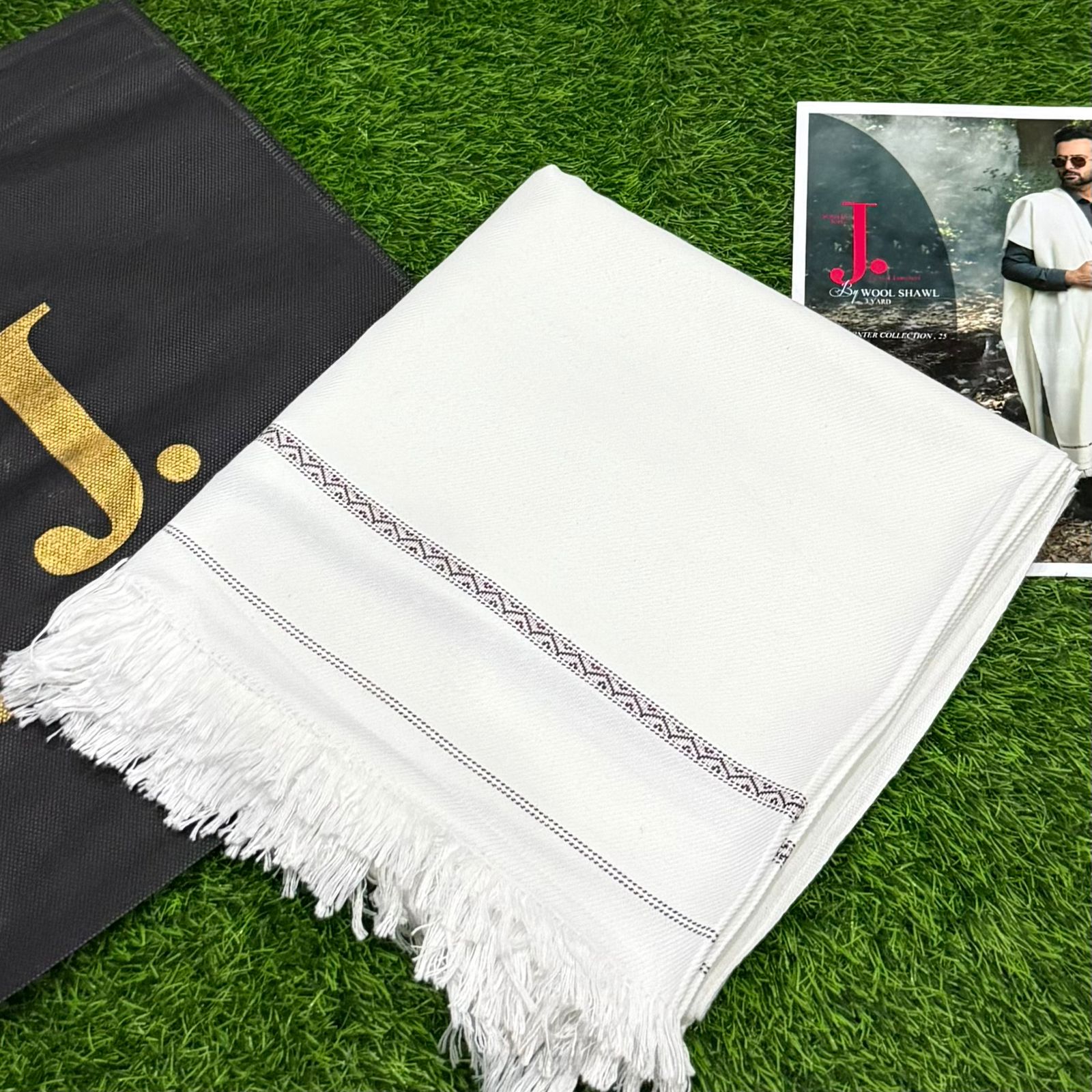 Men's Winter Wool shawl-white 810