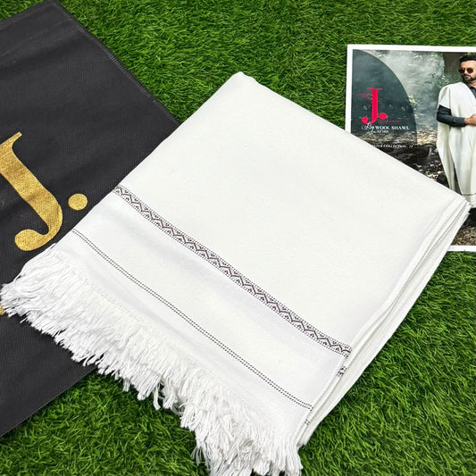 Men's Winter Wool shawl-white 810